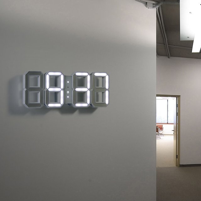 White & White LED Clock